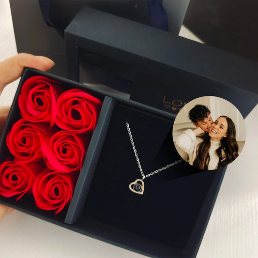 Rose Heart Necklace Gift Box