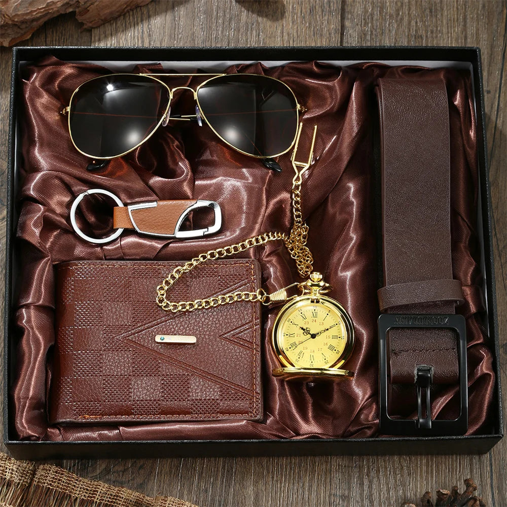 new-mens-gift-box-set-gold-pocket-watch-keychain-sunglasses-belt-and-wallet-set-for-men-boyfriend-dad-husband-to-my-son-gifts