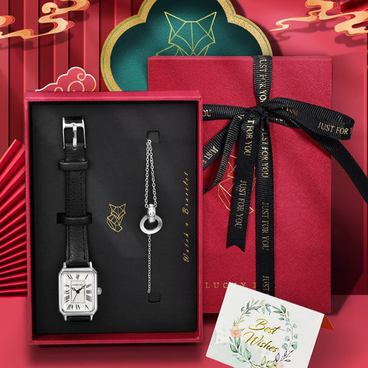 Square Roman Watch Set Gift For Her